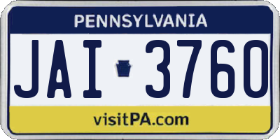 PA license plate JAI3760
