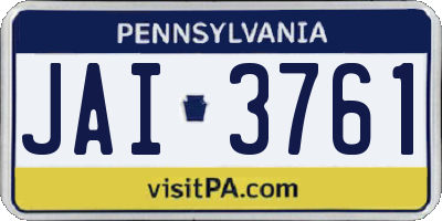 PA license plate JAI3761