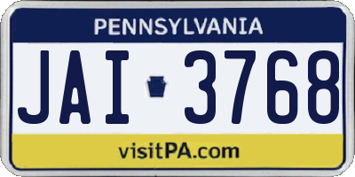 PA license plate JAI3768
