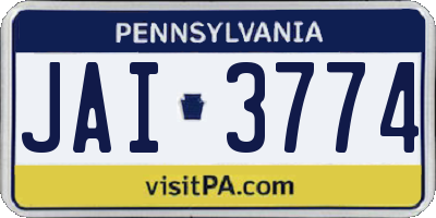 PA license plate JAI3774