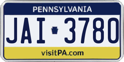 PA license plate JAI3780