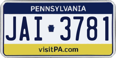 PA license plate JAI3781