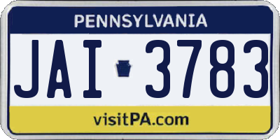 PA license plate JAI3783