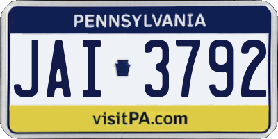 PA license plate JAI3792