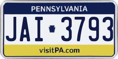 PA license plate JAI3793