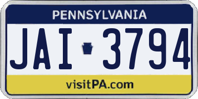 PA license plate JAI3794