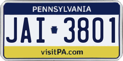 PA license plate JAI3801