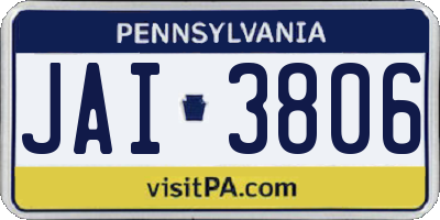 PA license plate JAI3806