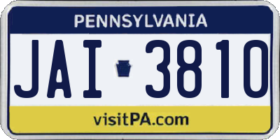 PA license plate JAI3810