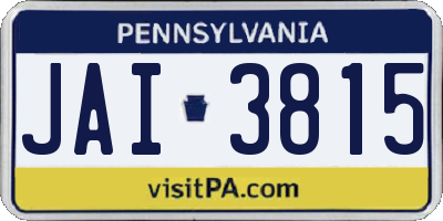 PA license plate JAI3815