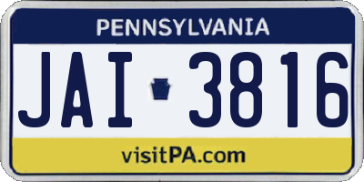 PA license plate JAI3816