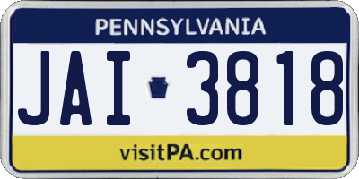 PA license plate JAI3818