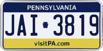 PA license plate JAI3819