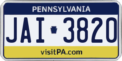 PA license plate JAI3820