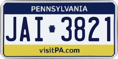 PA license plate JAI3821