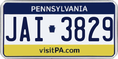 PA license plate JAI3829