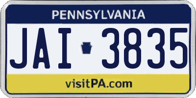PA license plate JAI3835