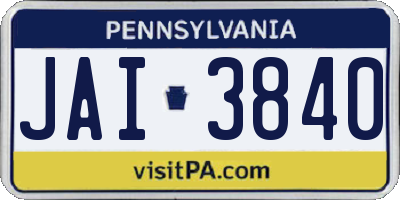 PA license plate JAI3840