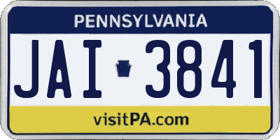 PA license plate JAI3841