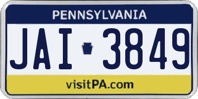 PA license plate JAI3849