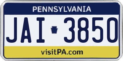 PA license plate JAI3850