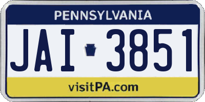 PA license plate JAI3851