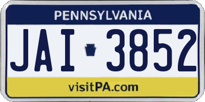 PA license plate JAI3852