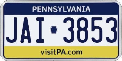 PA license plate JAI3853