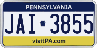 PA license plate JAI3855