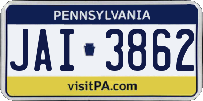 PA license plate JAI3862