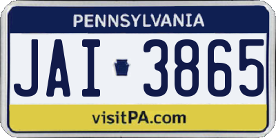 PA license plate JAI3865