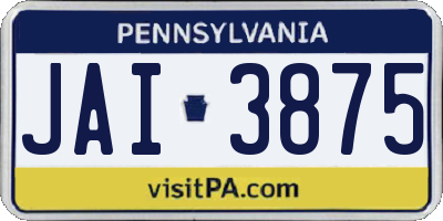 PA license plate JAI3875