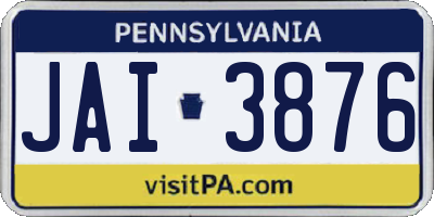 PA license plate JAI3876