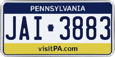 PA license plate JAI3883