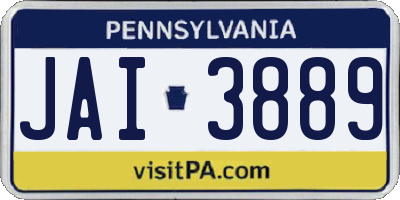 PA license plate JAI3889