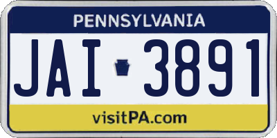 PA license plate JAI3891