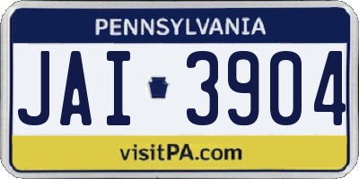PA license plate JAI3904