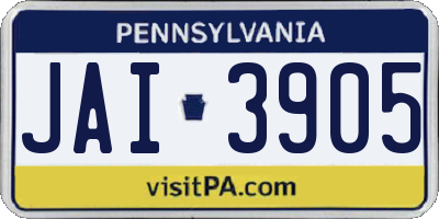 PA license plate JAI3905
