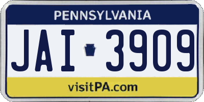 PA license plate JAI3909