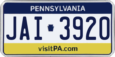 PA license plate JAI3920