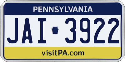 PA license plate JAI3922