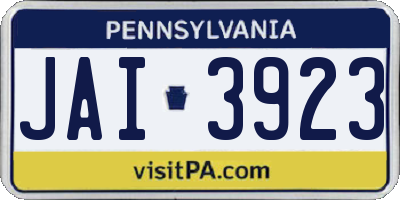 PA license plate JAI3923