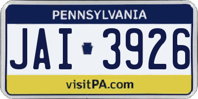 PA license plate JAI3926