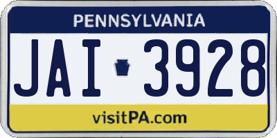 PA license plate JAI3928