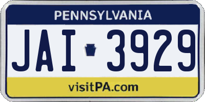 PA license plate JAI3929