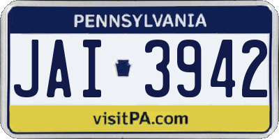 PA license plate JAI3942