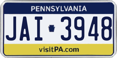 PA license plate JAI3948