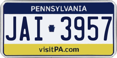 PA license plate JAI3957