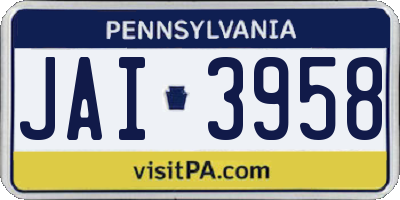 PA license plate JAI3958