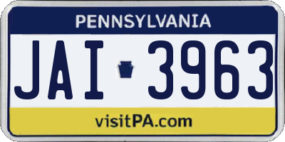 PA license plate JAI3963